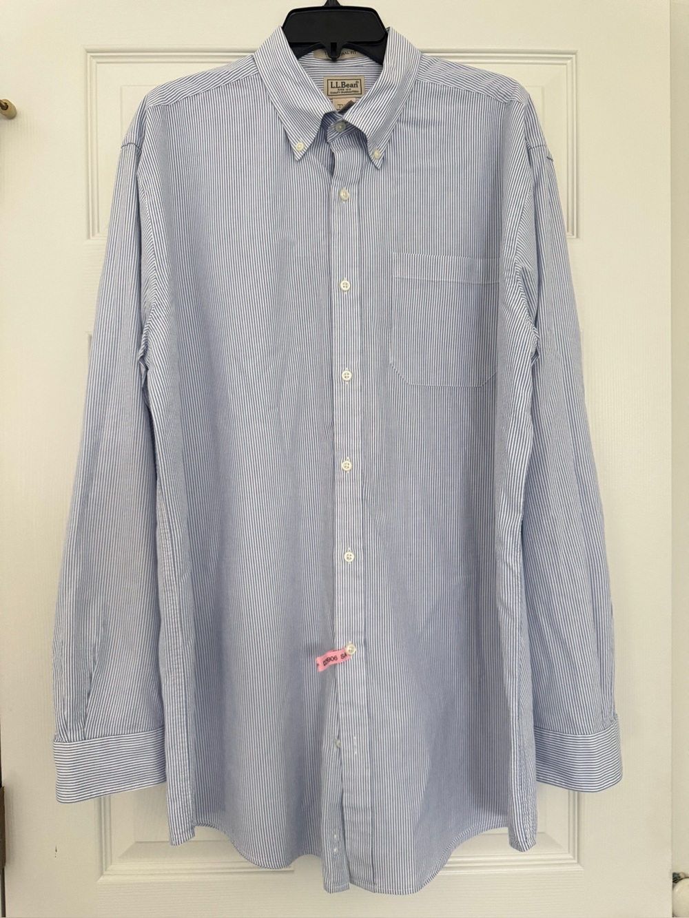 L.L. Bean Light Blue Pinstripe Cotton Button-Down Shirt